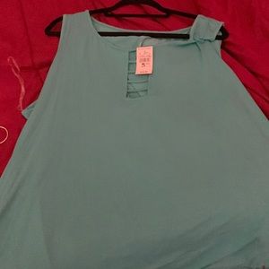 Ashley Stewart short sleeve blouse blue